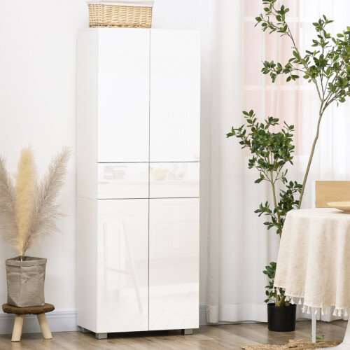 HOMCOM 4-Door Tall Kitchen Cupboard, White 1