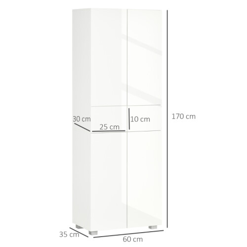 HOMCOM 4-Door Tall Kitchen Cupboard, White 2