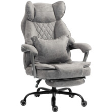 (Grey, Leather) Leathaire Big & Tall Office Chair – 180 kg, Grey
