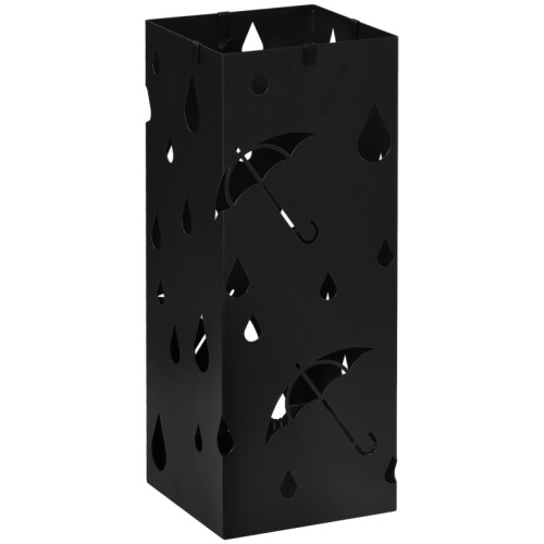 Steel Umbrella Stand with 4 Hooks & Drip Tray