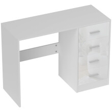 White High-Gloss Computer Desk with Drawers