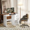 White High-Gloss Computer Desk with Drawers 2