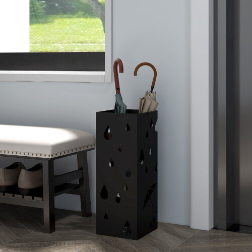 Steel Umbrella Stand with 4 Hooks & Drip Tray 1