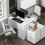 White High-Gloss Computer Desk with Drawers 7