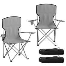 Outsunny 2-Pack Folding Camping Chairs Grey