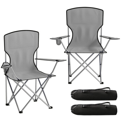 Outsunny 2-Pack Folding Camping Chairs Grey