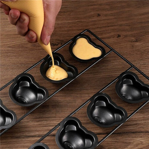 2X 8 Cavity Non-Stick Cake Baking Pan,Non-Stick Cute Bear Muffin DIY Dessert Pastry Baking Decor Tools for Baking Tool 2