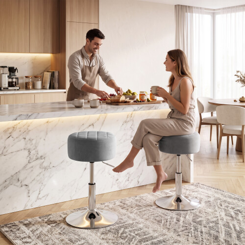 Homcom (Grey) HOMCOM Bar Stool Adjustable Swivel 1 Piece 1