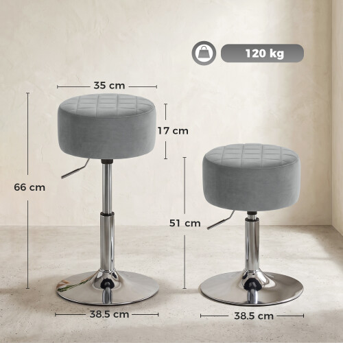 Homcom (Grey) HOMCOM Bar Stool Adjustable Swivel 1 Piece 2
