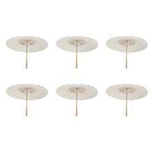 6X Papiersonnenschirm, Strandschirm, Weiß, DIY-Schirm, Fotografie-Requisiten für Babypartys, Partys, Hochzeiten, 60 cm