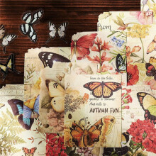 80 Blatt Scrapbook-Papier im Vintage-Stil mit Schmetterlingen, Honigbienen, Blumen und Garten - Ästhetisches Junk Journal-Dekorpapier