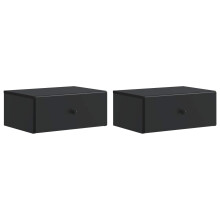 vidaXL Wall-Mounted Bedside Cabinet 2 pcs Black 49 x 34.5 x 20 cm