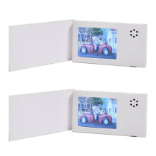 2Stück 2,4 Zoll Weiße Geburtstagsvideobuchkarte 128 MB LCD-Einladungsgeschenk Musikgrußkarte Video-LCD-Grußkarte Hochladen