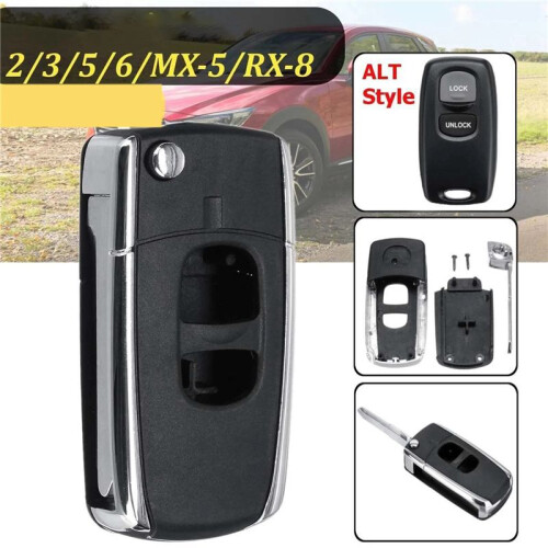2X 2 Buttons Remote Flip Folding Car Key Shell Case Uncut Blank Blade Replacement for  2 3 5 6 MX-5 RX-8 2