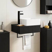 vidaXL Wall-Mounted Wash Basin Black 53 x 35 x 39 cm Engineered Wood