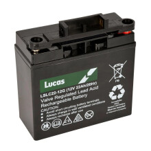 Lucas 12V 22AH 18 Holes Golf Trolley Battery + Powakaddy Female T-Bar Connector