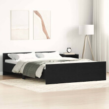 vidaXL Bed Frame without Mattress Black Oak 135x190 cm Engineered Wood