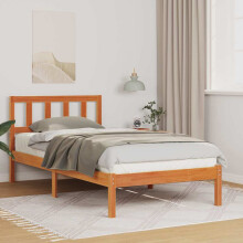 vidaXL Bed Frame with Headboard Wax Brown 90 x 190 cm Solid Pine Wood