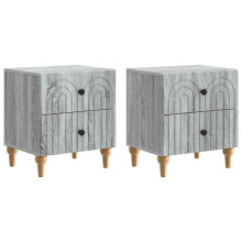 vidaXL Bedside Cabinet with Drawer 2 pcs Grey Sonoma 43 x 34.5 x 48 cm