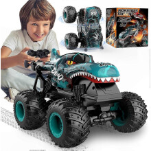 RC Monster Truck with Light and Music, 2.4GHz Remote Control Stunt Vehicle, 1:20 Scale Dinosaur Car, 360 Spin Capability for-