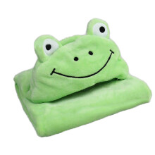 Kinder-Kapuzendecke, tragbare Decke, weicher, kuscheliger Korallensamt-Tierumhang für Babys und Kinder, grüner Frosch (110 x