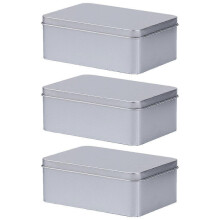 Lot de 3 boîtes en fer-blanc avec couvercle, boîtes de rangement multifonctions pour bonbons de mariage (12 x 9 x 4 cm) - YXY