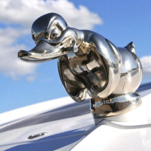 3D-Motorhaubendekoration „Wütende Ente“ aus Chrommetall, silbernes Auto- und Schreibtischaccessoire – YXY