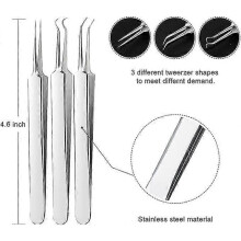 Blackhead Remover Kit - Blackhead Tweezers Removal Tool 3 pcs Comedone Pimple Extractor Tool, Acne Blemish Kit for Blackhead,