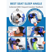 Travesseiros de viagem para aviões, travesseiro de pescoço com máscara para os olhos para dormir por muito tempo - YXY