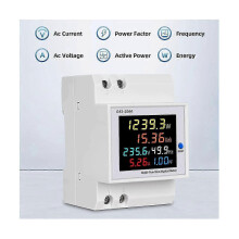 Eenfasige wisselstroom 40-300V 100A DIN-rail 6-in-1 energiemeter met voltmeter, ampèremeter, kWh-, watt- en frequentiemonitor