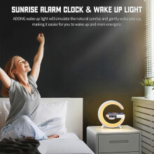 Altoparlante Bluetooth G69 a forma di G con caricatore wireless e sveglia con luce - YXY