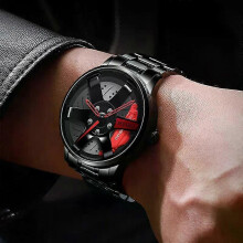 Top-Marke Autouhren Herren Sport Quarz Armbanduhren 3D Sport Felgennaben Rad Armbanduhr Auto Quarz Herrenuhren-YXY