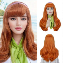 Parrucca arancione riccia da donna, adatta per cosplay.-YXY