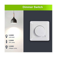 LED-Dimmerschalter, Unterputzdimmer für dimmbare LED- und Halogenlampen, 5–300 W, Ph-YXY