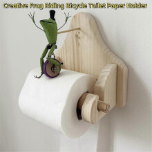 Soporte para papel higiénico con forma de rana montando en bicicleta, divertido soporte de pared para papel higiénico con for