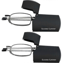 Occhiali da lettura, 2 paia, neri e color canna di fucile, compatti, pieghevoli, unisex, con custodia inclusa - YXY