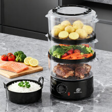 SUPERLEX 3-Tier Food Steamer 7.5L Capacity Stackable & Collapsible Baskets 550W