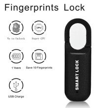 Fingerabdruck-Vorhängeschloss M01, Diebstahlsicheres Smart-Türschloss, schlüssellos, USB-aufladbar, Sicherheit für Zuhause un
