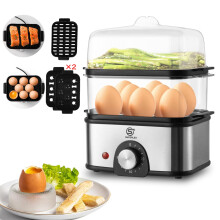 SUPERLEX 2 Types Egg Boiler Food Steamer Eggs Poacher Multi-Cooker Time Control
