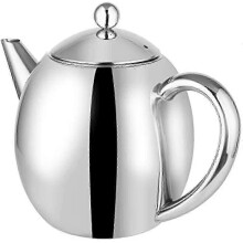 Théière 2 l à double paroi isolée en acier inoxydable poli avec panier à infusion, norme UE - YXY