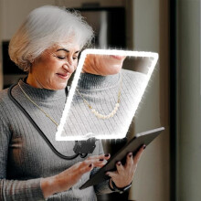 5X Hands-Free Neck Magnifier with 50 Adjustable LED Lights. Flexible Gooseneck Full Page Magnifier for Seniors & Low Vision R