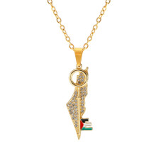 Collana Kufiya con mappa dell'Arabia in acciaio inossidabile, Palestina-YXY