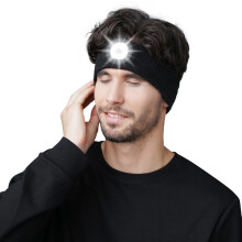 Fascia per capelli con luce frontale a LED ricaricabile, luce di emergenza SOS, grigia-YXY