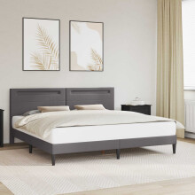 vidaXL Bed Frame with LED Strip Lights Grey 180 x 200 cm Faux Leather
