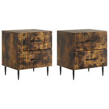 vidaXL Bedside Cabinet 2 pcs Smoked Oak 43 x 34.5 x 47.5 cm