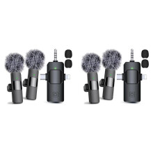 2X 3 i 1 Trådlösa Lavalier-Mikrofoner för , Android, Kamera, USB-C-Mikrofon, Minimikrofon med Brusreducering