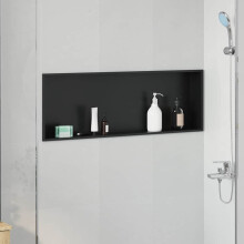 vidaXL Duschnische Schwarz 90 x 30 x 9,5 cm Edelstahl