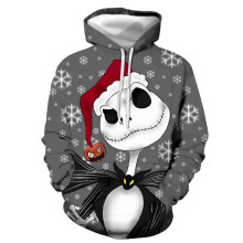 (Gray,L)Nightmare Before Christmas 3d Printed Pullover Hoodie Jacket Coat Sweatshirts