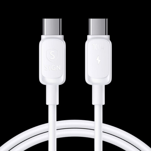 Cable USB-C a USB-C 100W, 0,25m - Blanco