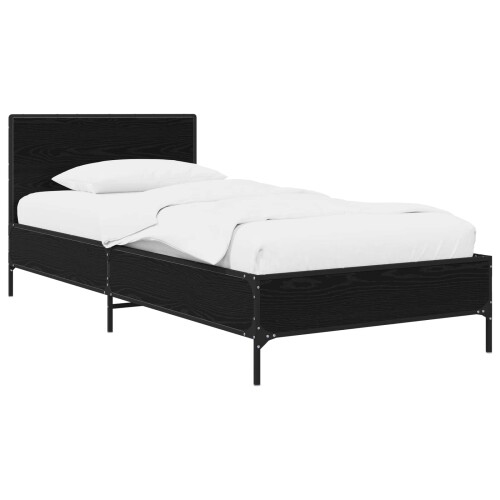 VidaXL vidaXL Bed Frame with Headboard Black Oak 80 x 200 cm Engineered Wood